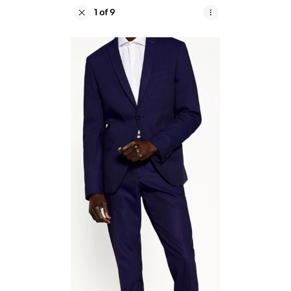 Zara Man dress jacket blazer mens US 42 EU 52 navy 0706/371/401 pockets stretch